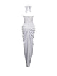 Silver Crystal Corset Satin Gown