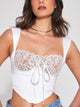 Everlyn White Lace Satin Corset Top