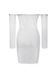 Charlize White Off Shoulder Long Sleeve Corset Dress with Crystal Trim
