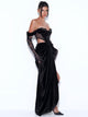 Black Lace Velvet Corset Off Shoulder Gown