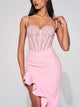 Maribel Pink Lace Maxi Corset Dress
