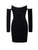 Charlize Black Off Shoulder Long Sleeve Corset Dress with Crystal Trim