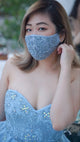 Antoinette Beaded Couture Mask - Dusty Blue