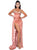 Cyrus Blush Pink Satin High Slit Draping Corset Maxi Dress With Crystals