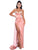 Cyrus Blush Pink Satin High Slit Draping Corset Maxi Dress With Crystals