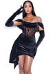 Serafina Black Draping Off Shoulder Corset Dress