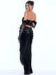 Black Lace Velvet Corset Off Shoulder Gown