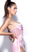Addison Pink Corset Crystal High Slit Maxi Gown