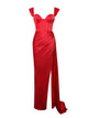 Gianna Red Corset Maxi High Slit Dress