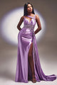 CDS415 | Fitted Satin Gown with Lace Details | LaDivine by Cinderella Divine
