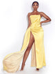Addison Lemon Corset Crystal High Slit Maxi Gown